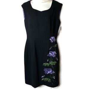 Studio 1 Women’s Black Embroidered Dress with Floral Detail